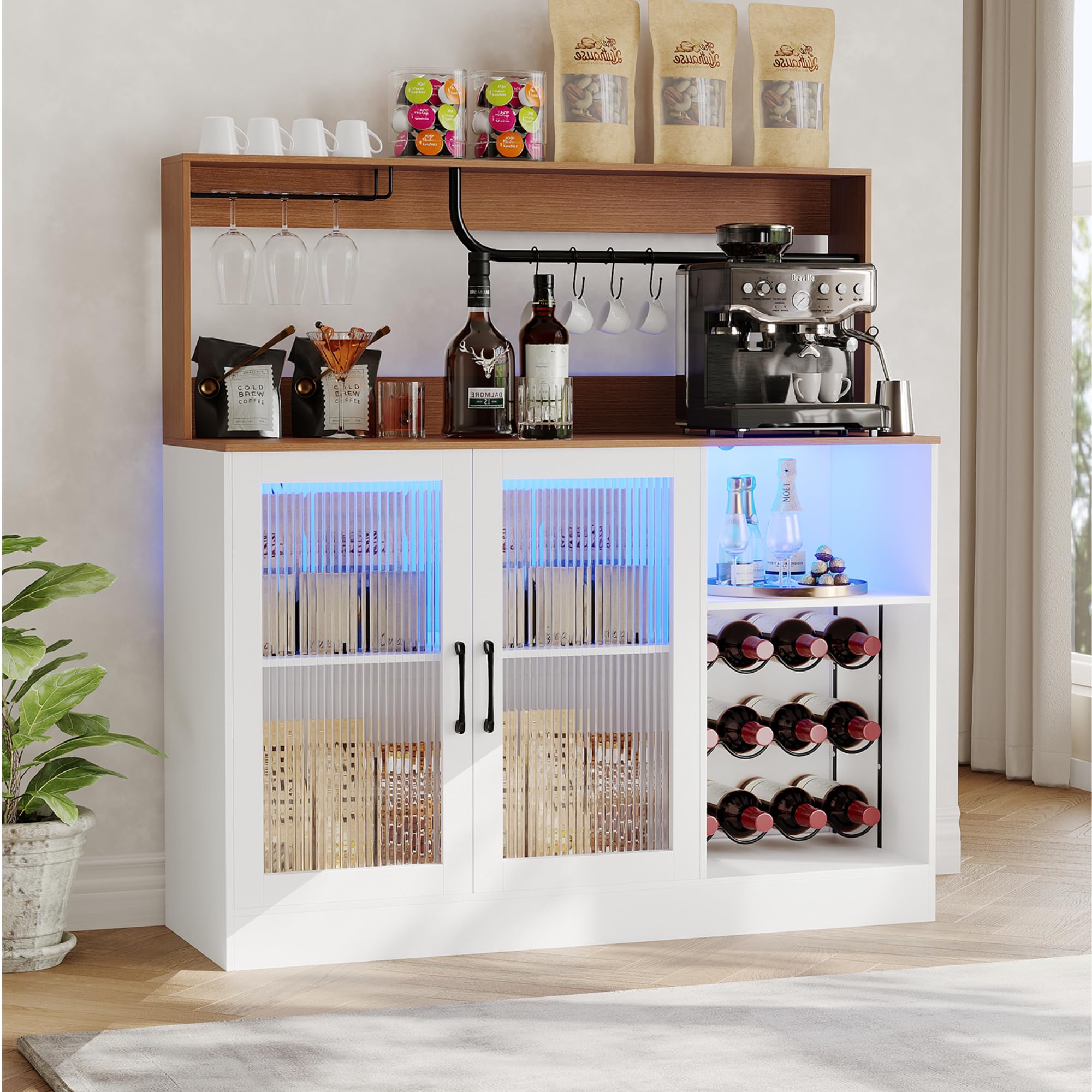 Home Bar Shelves - Szafka na wino z oświetleniem LED,