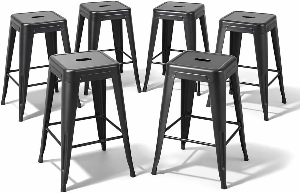 Home Bar Seating - Zestaw 6 stołków barowych Midnight Black