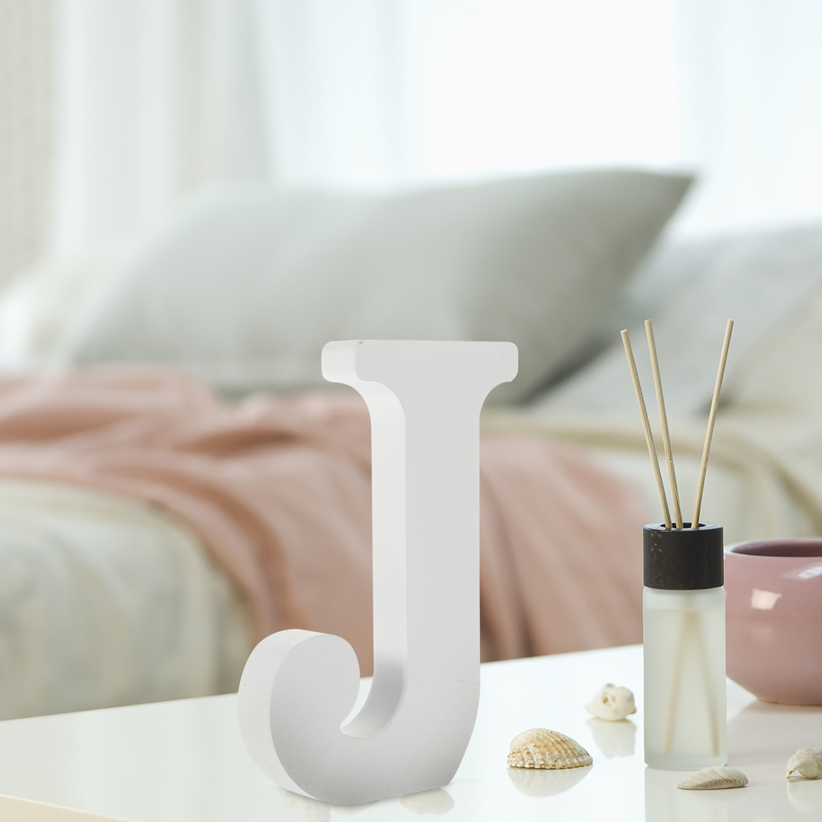 Home Bar Shelf - Niedokończony drewniany wycinek litery J, alfabet