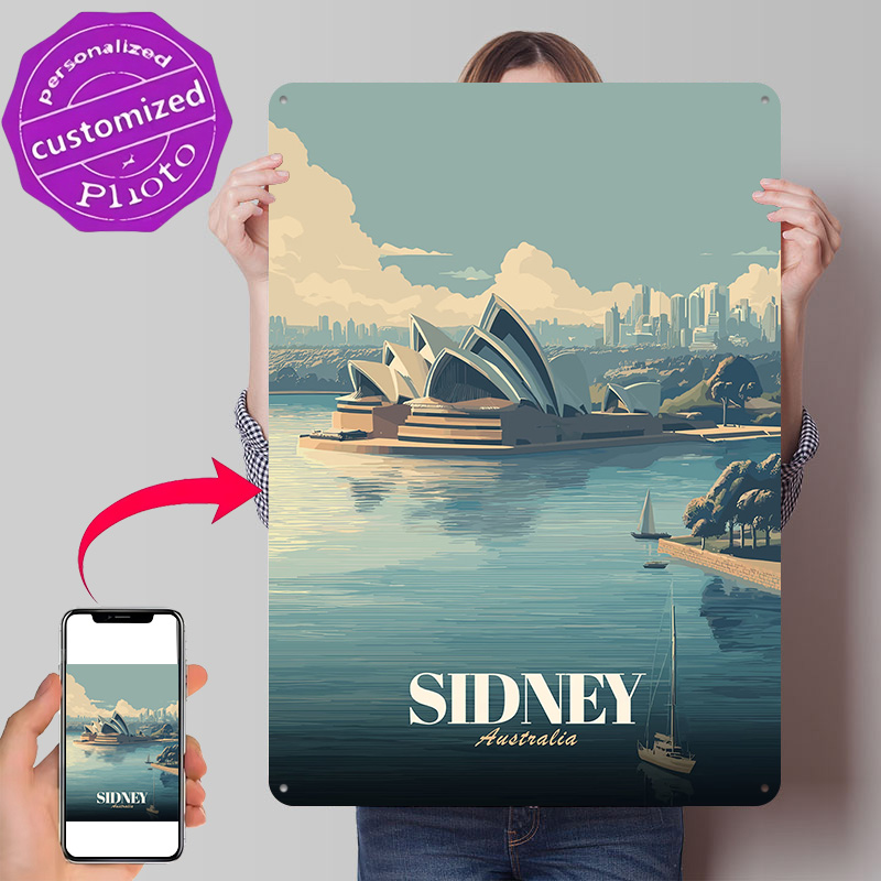 Home Bar Sydney - Plakat Podróżniczy Sydney Opera House Retro,
