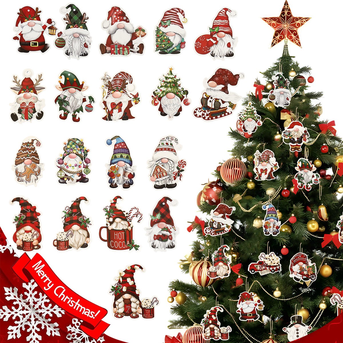 Home Bargains - 12szt Boże Narodzenie Santa Gnomes Papierowe