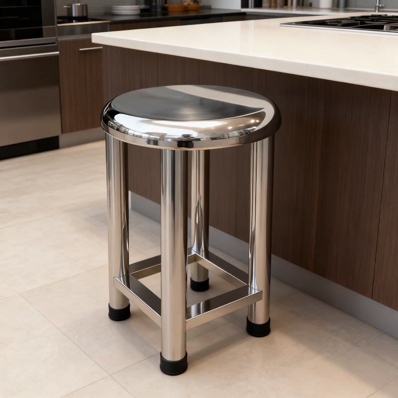 Home Bar Stools - Okrągły stołek ze stali nierdzewnej 304,