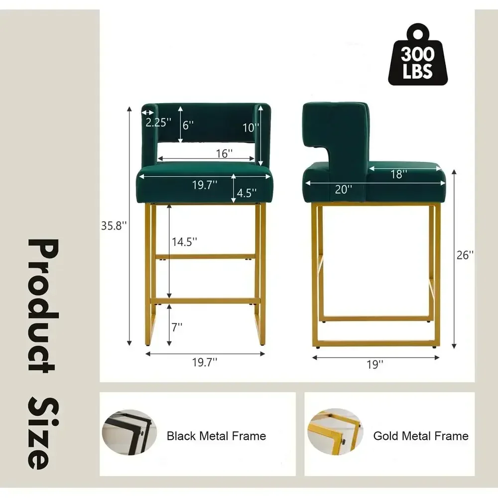 Zestaw 2 zielonych aksamitnych – Home Bar Stools recenzja i cena