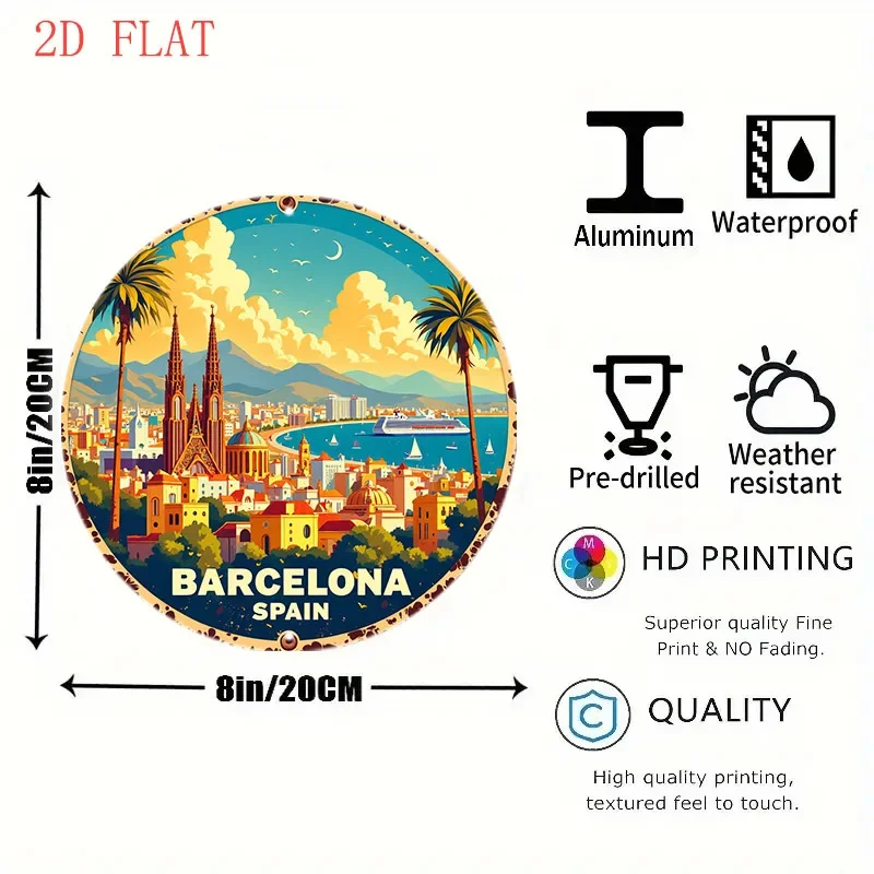 Okrągły metalowy szyld 2D z mo – Home Barcelona recenzja i cena