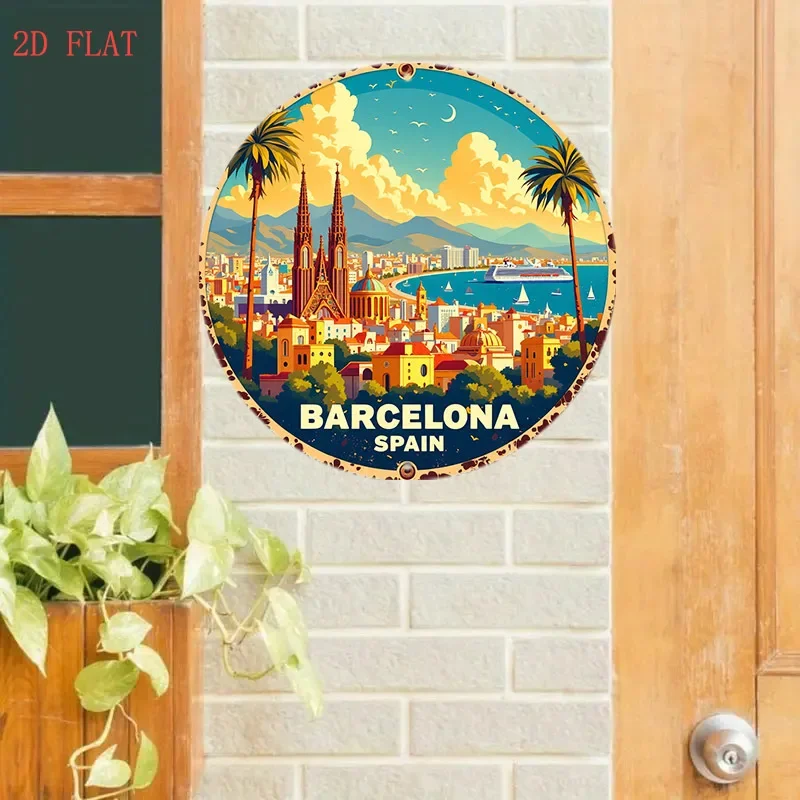 Okrągły metalowy szyld 2D z mo – Home Barcelona recenzja i cena