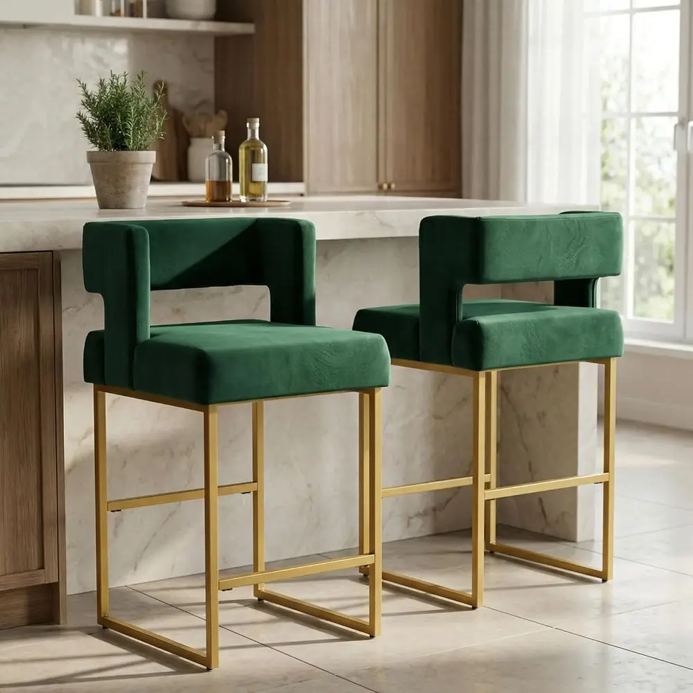 Zestaw 2 zielonych aksamitnych – Home Bar Stools recenzja i cena