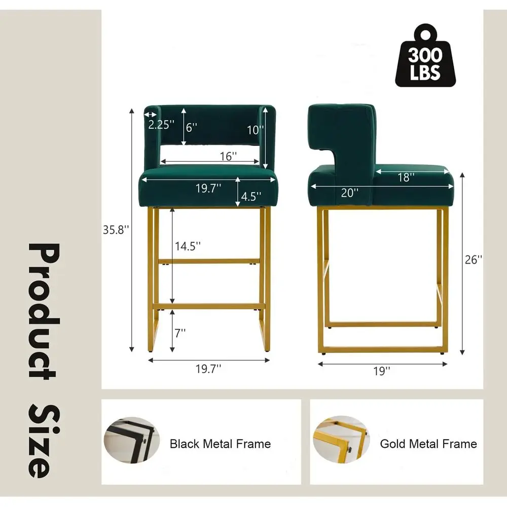 Zestaw 2 zielonych aksamitnych – Home Bar Stools recenzja i cena