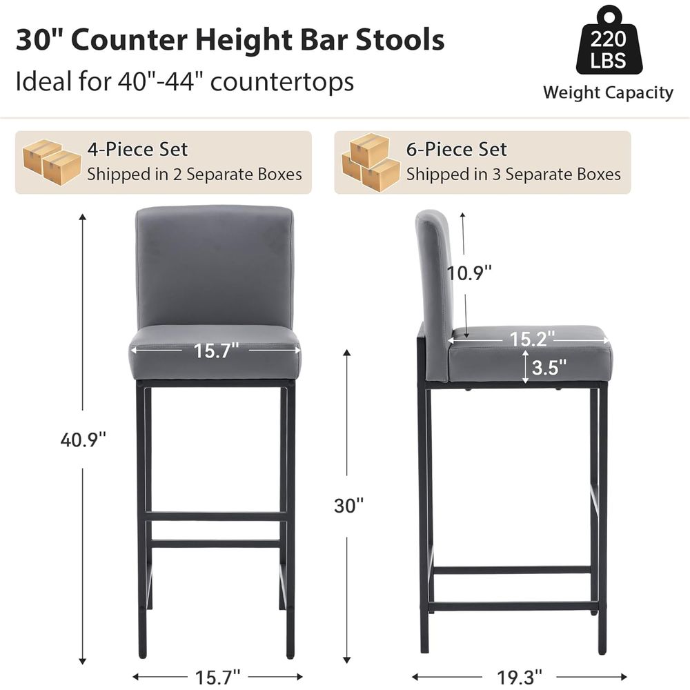 Zestaw 4 szarych, tapicerowany – Home Bar Stools recenzja i cena