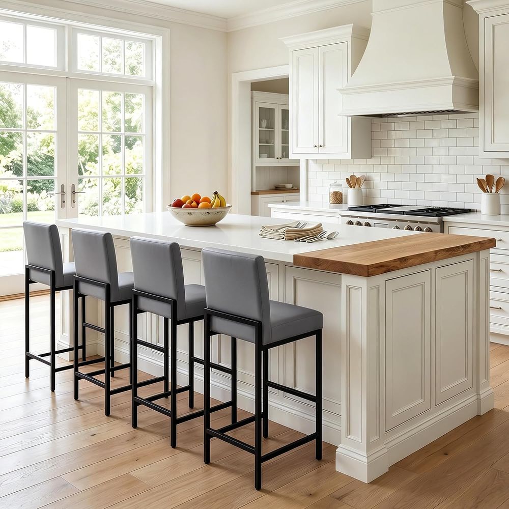 Zestaw 4 szarych, tapicerowany – Home Bar Stools recenzja i cena