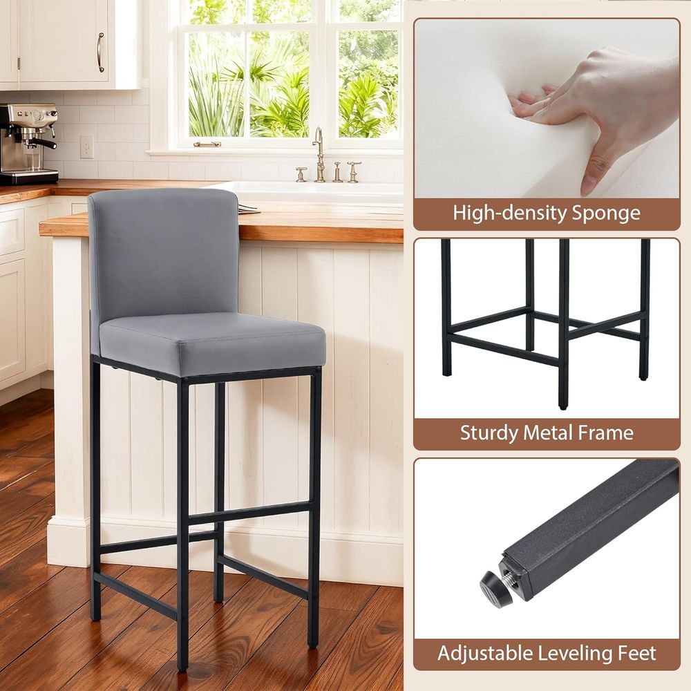 Zestaw 4 szarych, tapicerowany – Home Bar Stools recenzja i cena