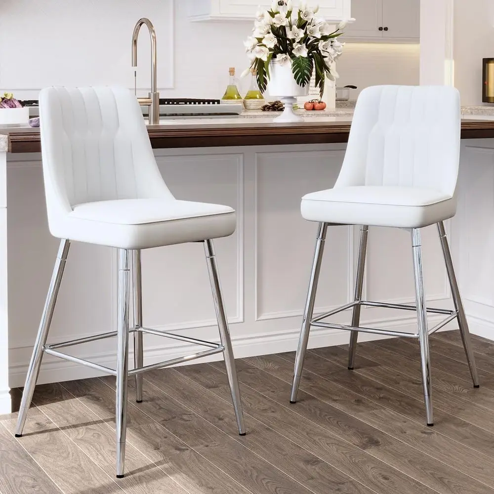 Zestaw 2 białych tapicerowanyc – Home Bar Stools recenzja i cena