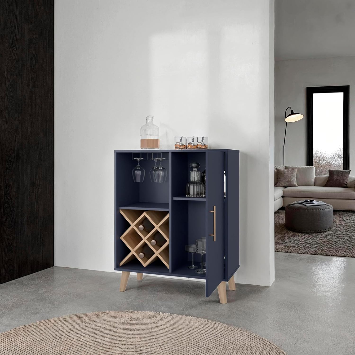 Dębowy niebieski szafka barowa – Home Bar Shelves recenzja i cena